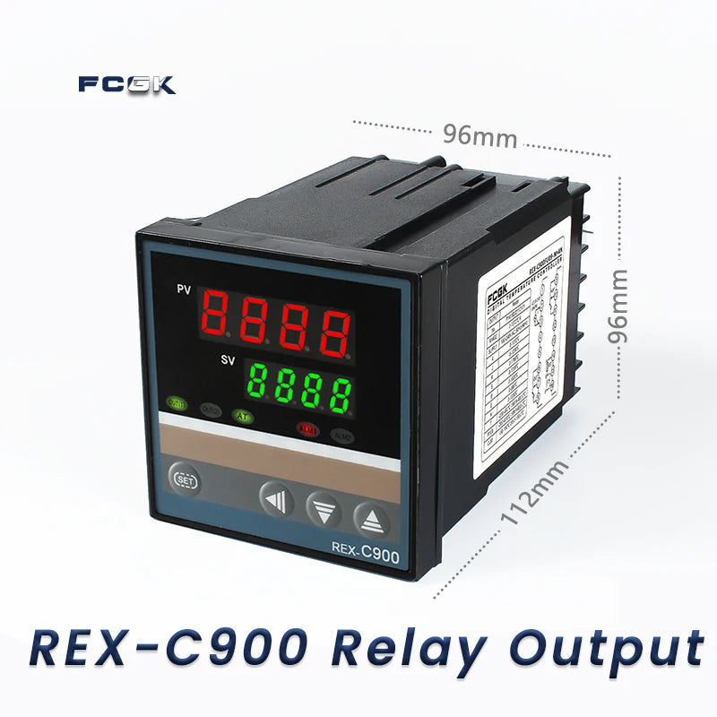 وحدة تحكم في درجة الحرارة REX-C100 PID بجهد 220 فولت حتى 400 درجة - ترموستات رقمي مع مخرج SSR 40 أمبير ومستشعر حرارة من النوع K