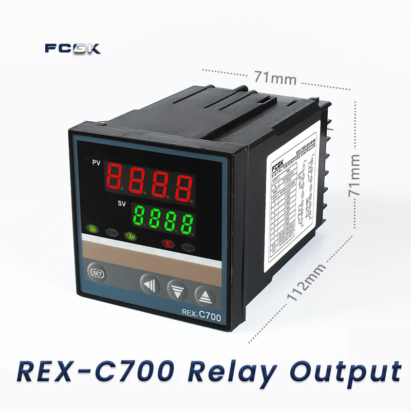وحدة تحكم في درجة الحرارة REX-C100 PID بجهد 220 فولت حتى 400 درجة - ترموستات رقمي مع مخرج SSR 40 أمبير ومستشعر حرارة من النوع K