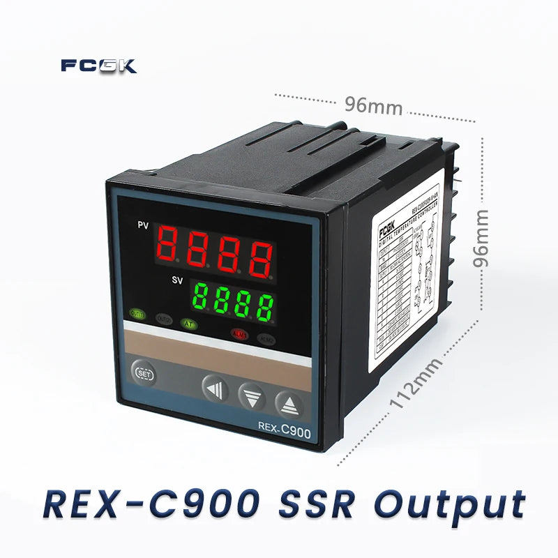 وحدة تحكم في درجة الحرارة REX-C100 PID بجهد 220 فولت حتى 400 درجة - ترموستات رقمي مع مخرج SSR 40 أمبير ومستشعر حرارة من النوع K