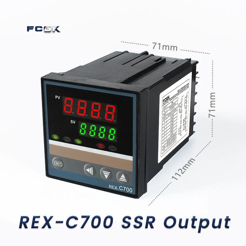 وحدة تحكم في درجة الحرارة REX-C100 PID بجهد 220 فولت حتى 400 درجة - ترموستات رقمي مع مخرج SSR 40 أمبير ومستشعر حرارة من النوع K