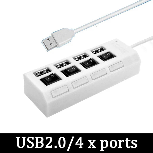 محول طاقة USB 3.0 موزع متعدد المنافذ 4/7 منفذ هاب USB 2.0 موسع متعدد مع مفتاح وكابل 30 سم محطة إرساء