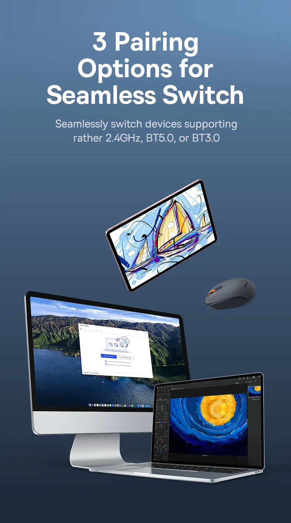 ماوس بيسوس F01B لاسلكي بلوتوث 5.0 بدقة 1600 DPI نقر صامت متوافق مع MacBook تابلت لابتوب PC إكسسوارات الألعاب ماوس 2.4G