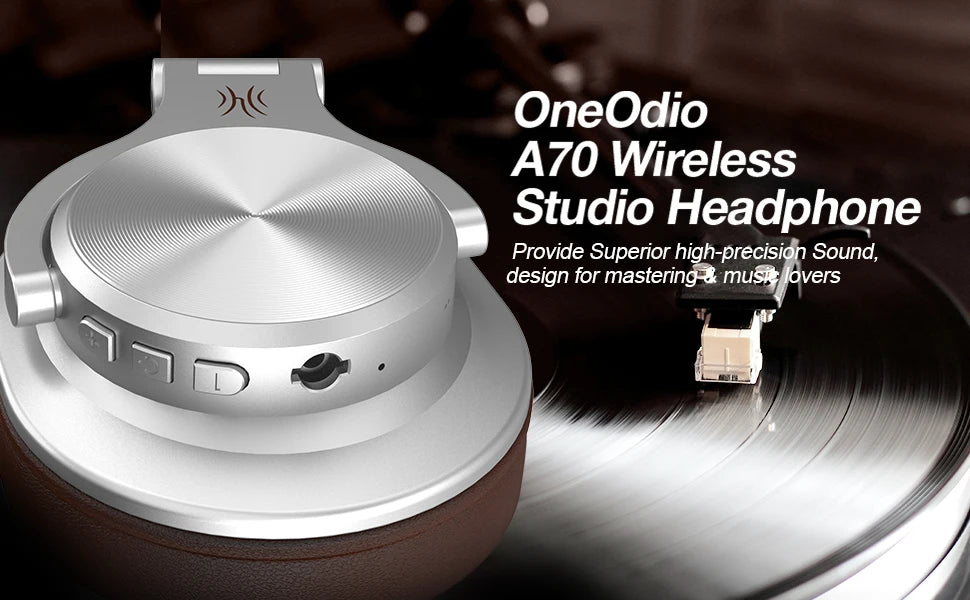 سماعات Oneodio Fusion A70 بلوتوث 5.2 - سماعات صوت عالي الدقة لاسلكية فوق الأذن - سماعات استوديو احترافية للمراقبة والدي جي - 72 ساعة تشغيل