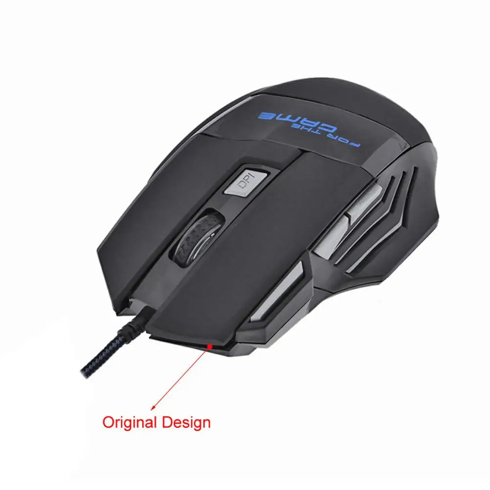 ماوس ألعاب سلكي USB بـ 7 أزرار مضيء بإضاءة خلفية مريح 5500 DPI قابل للتعديل بصري للكمبيوتر المكتبي والألعاب