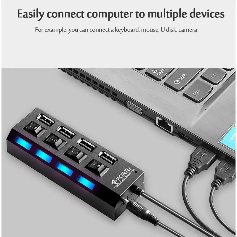 محول طاقة USB 3.0 موزع متعدد المنافذ 4/7 منفذ هاب USB 2.0 موسع متعدد مع مفتاح وكابل 30 سم محطة إرساء