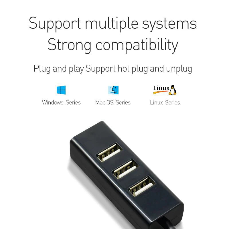 موزع USB صغير 4 منافذ - محول USB 2.0 عالي السرعة - هاب يو إس بي متعدد المنافذ للكمبيوتر وملحقات الحاسوب
