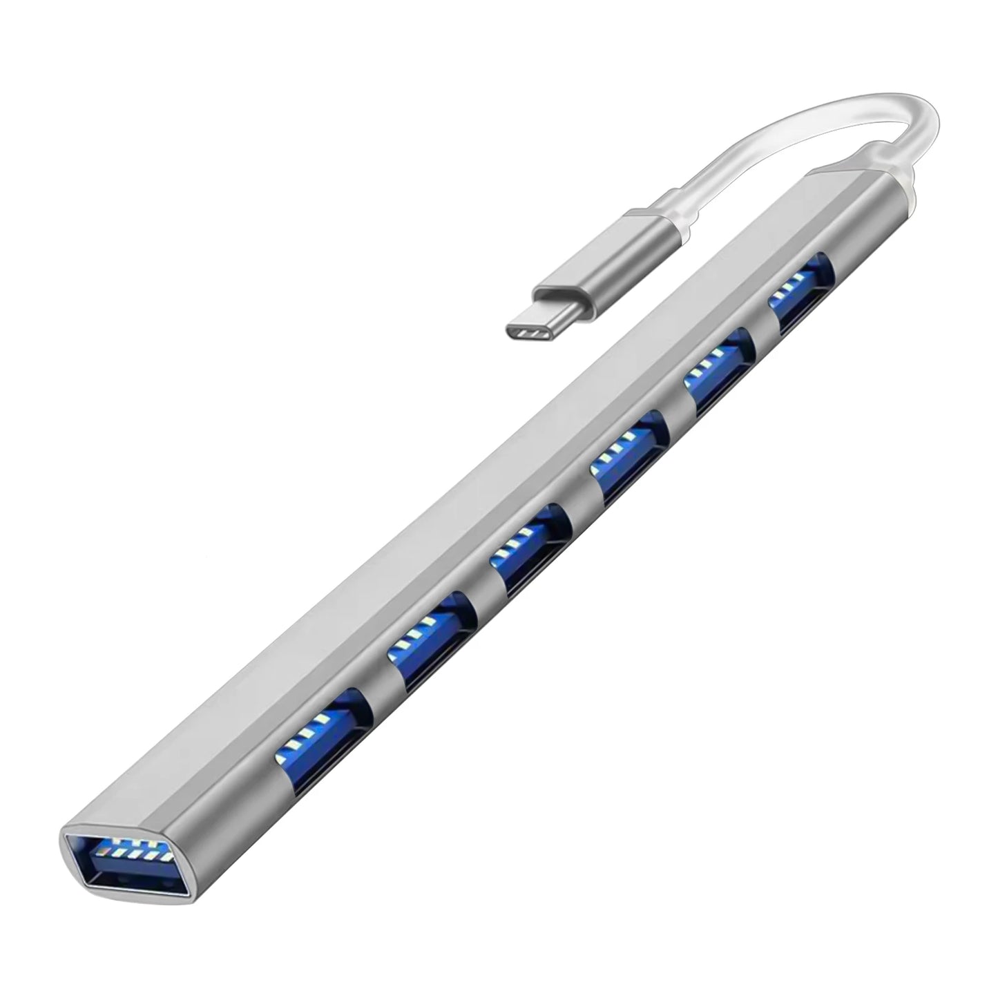 هاب USB 3.0 و USB 2.0 و USB C متعدد المنافذ عالي السرعة 5 جيجابت في الثانية للكمبيوتر - موزع 7 منافذ