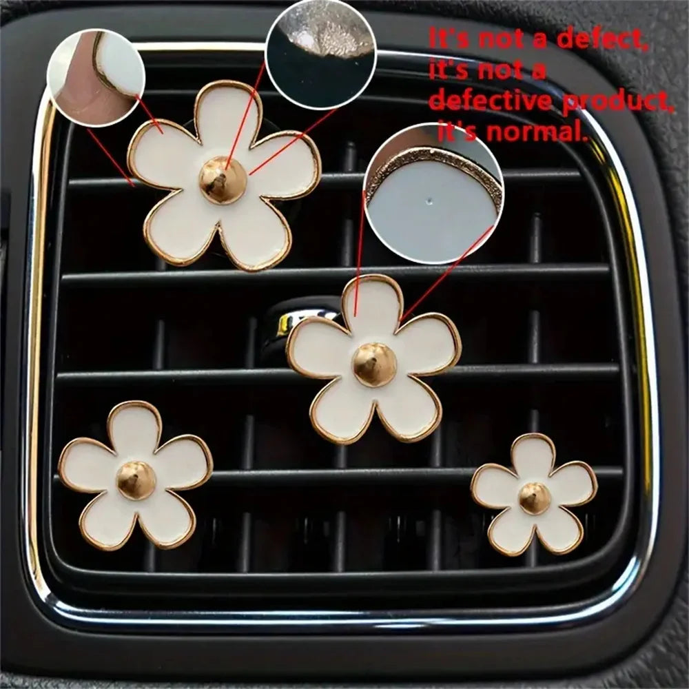 مجموعة من 4-8 قطع - مشابك معطر صغيرة لفتحات هواء السيارة بتصميم زهرة الأقحوان - إكسسوارات عطرية لديكور السيارة الداخلي