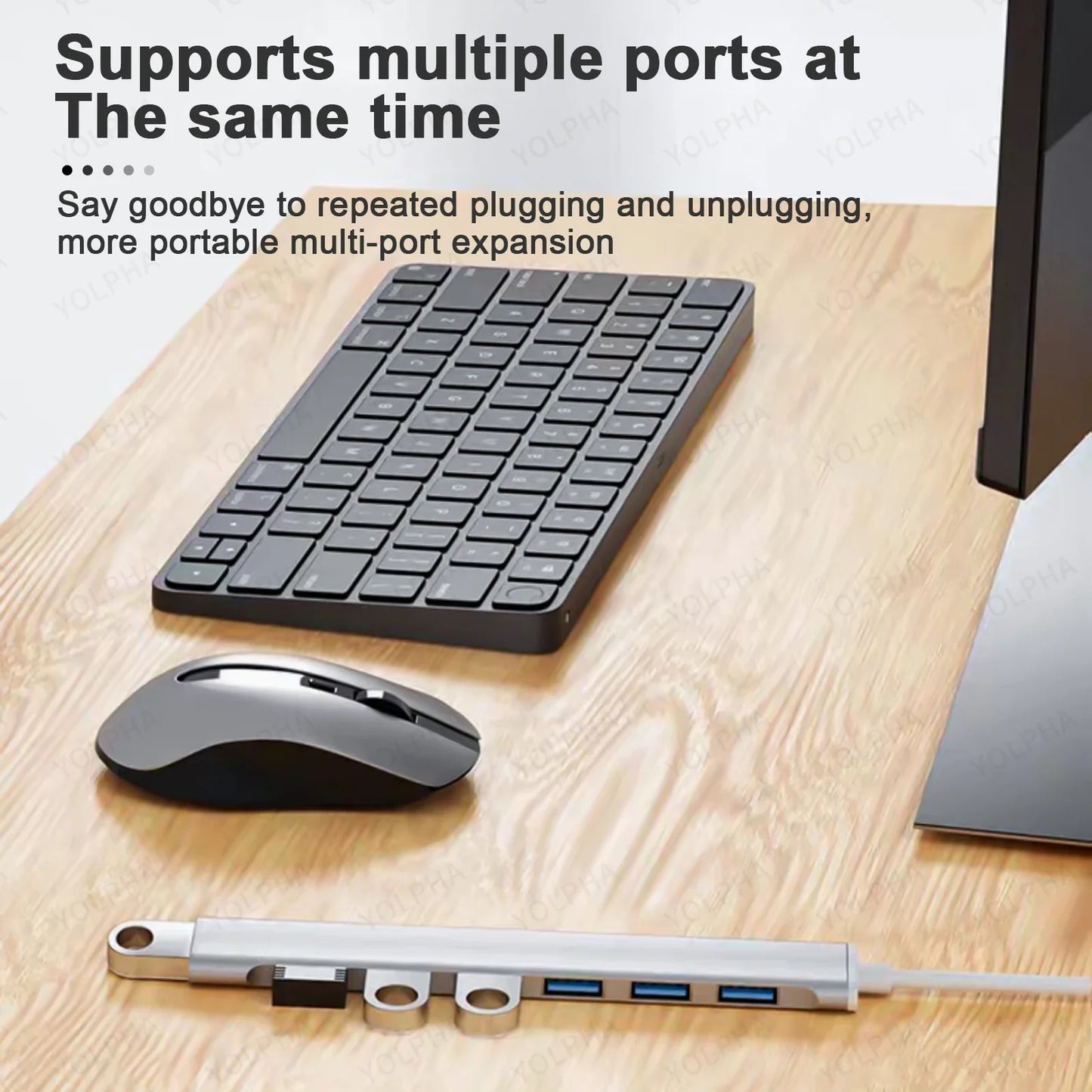 هاب USB 3.0 و USB 2.0 و USB C متعدد المنافذ عالي السرعة 5 جيجابت في الثانية للكمبيوتر - موزع 7 منافذ