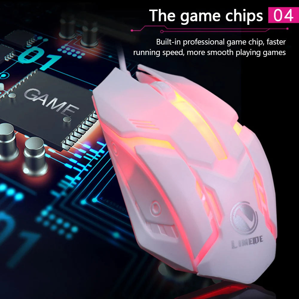 فأرة ألعاب ليماي S1 إي سبورتس LED مضيئة بإضاءة خلفية سلكية USB للكمبيوتر المكتبي واللابتوب صامتة للمكتب والألعاب