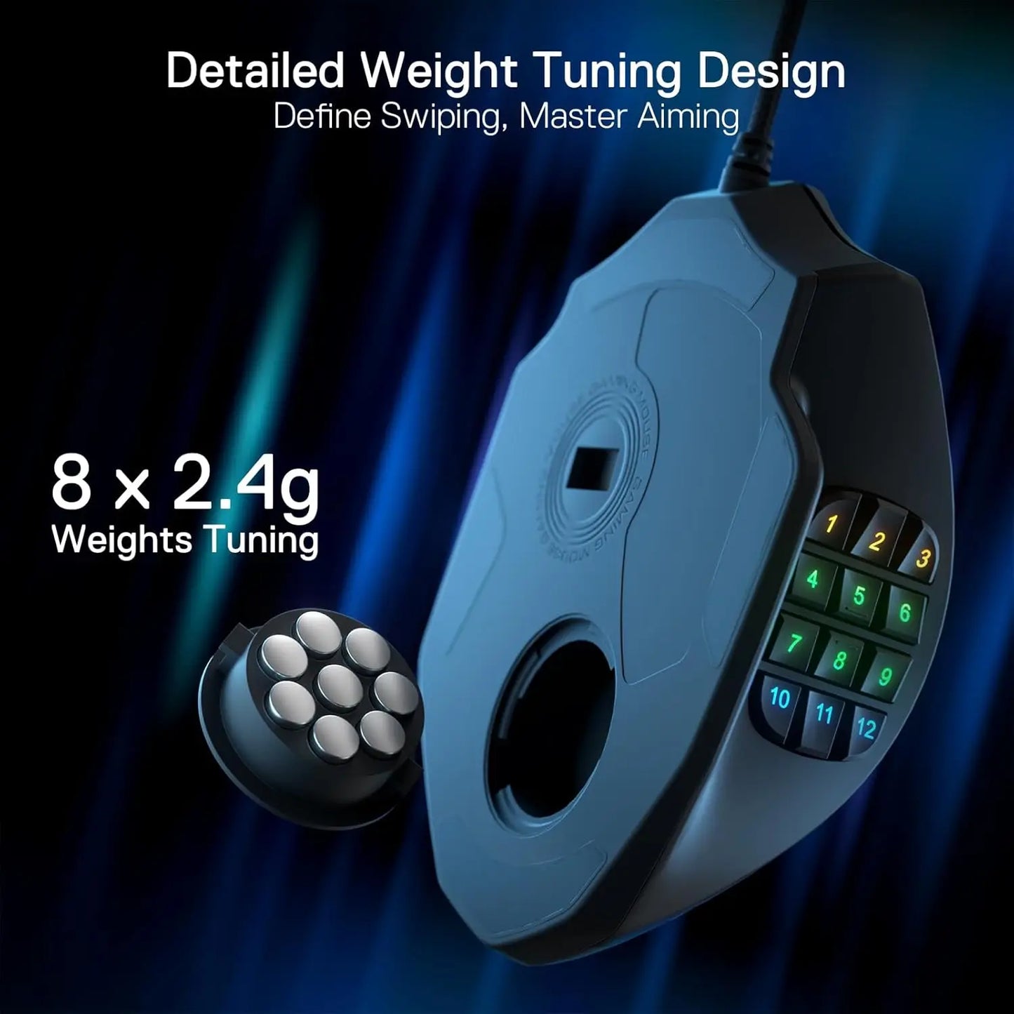 ماوس ألعاب ريدراجون M908 بإضاءة RGB LED سلكي USB مع 18 زر قابل للبرمجة 12400 DPI