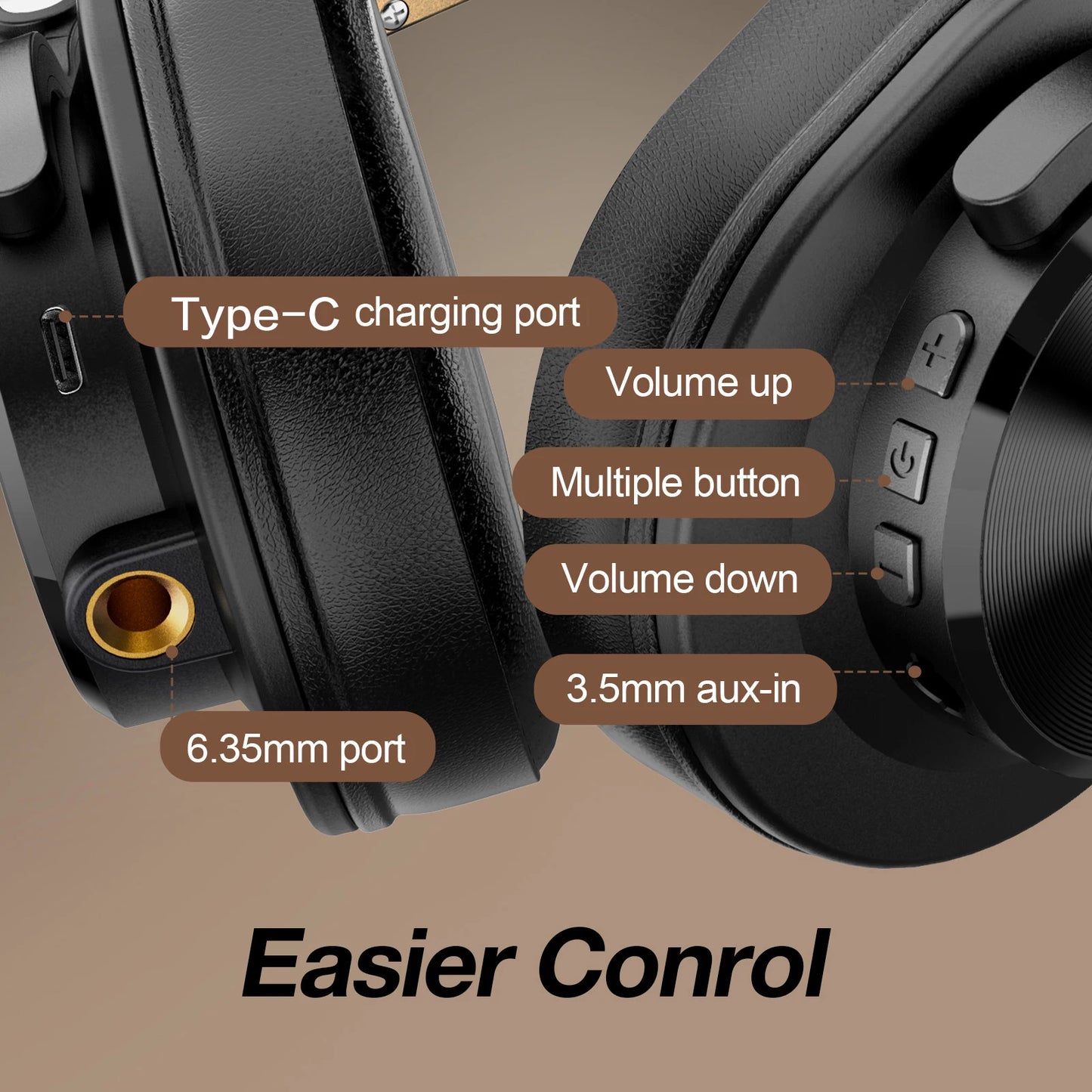 سماعات Oneodio Fusion A70 بلوتوث 5.2 - سماعات صوت عالي الدقة لاسلكية فوق الأذن - سماعات استوديو احترافية للمراقبة والدي جي - 72 ساعة تشغيل