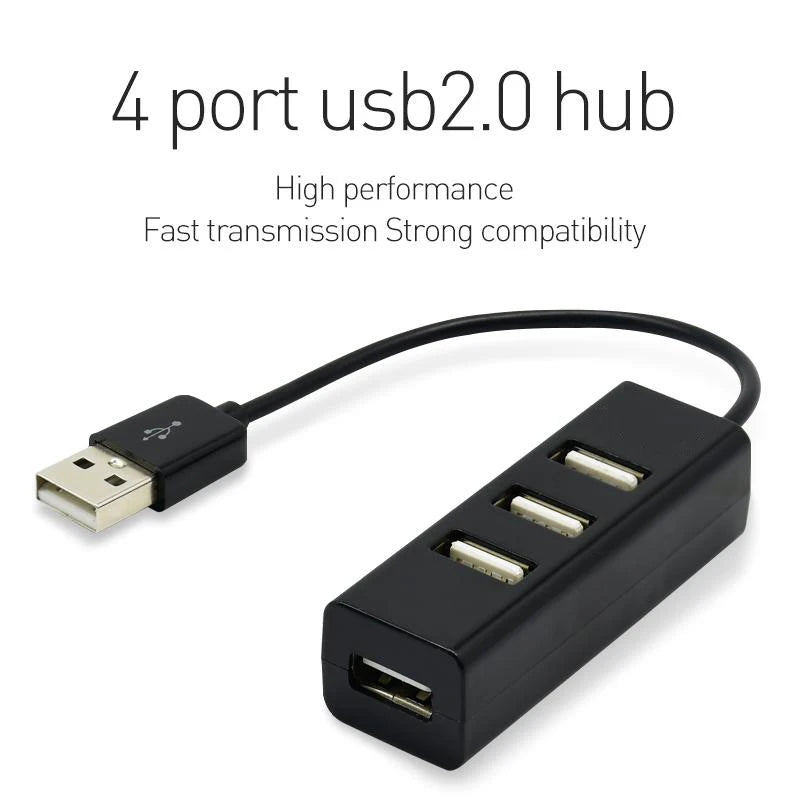 موزع USB صغير 4 منافذ - محول USB 2.0 عالي السرعة - هاب يو إس بي متعدد المنافذ للكمبيوتر وملحقات الحاسوب