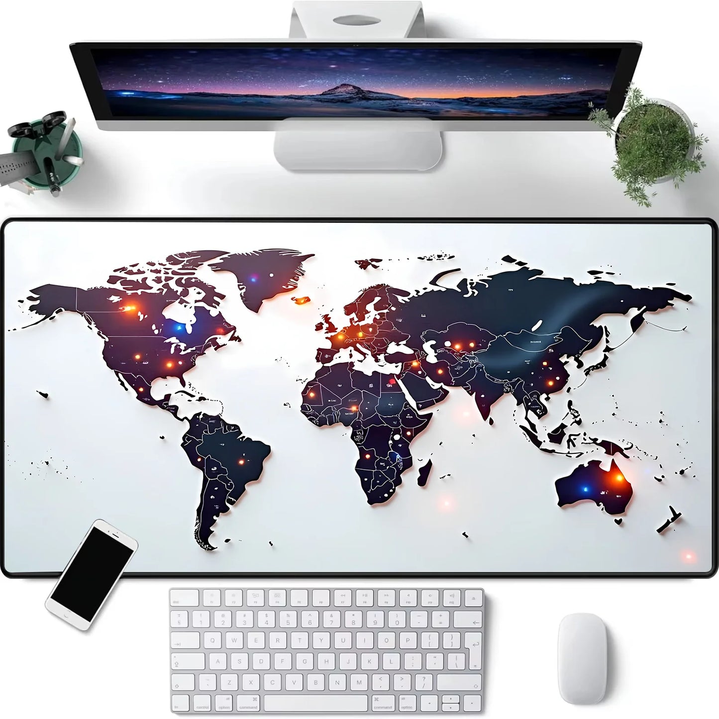 ماوس باد خريطة العالم كبير للألعاب 900x400 مم - حصيرة مكتب مطاطية مقاومة للانزلاق للكمبيوتر والابتوب - إكسسوارات مكتب الألعاب وسجادة الطاولة