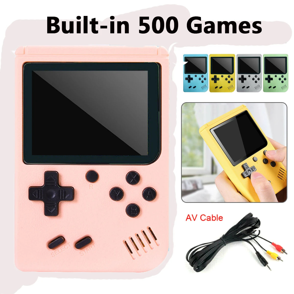 كونسول ألعاب كلاسيكية محمول بشاشة 5 بوصة مع أكثر من 500 لعبة مدمجة - محاكي Game Boy للتلفزيون وألعاب الفيديو المحمولة