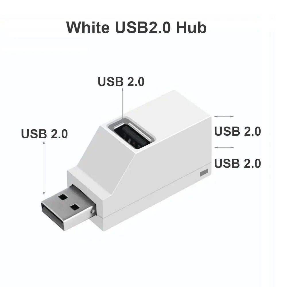 محول موزع USB 3.0 صغير من منفذ واحد إلى 3 منافذ عالي السرعة USB 2.0 للكمبيوتر المحمول وقارئ البطاقات