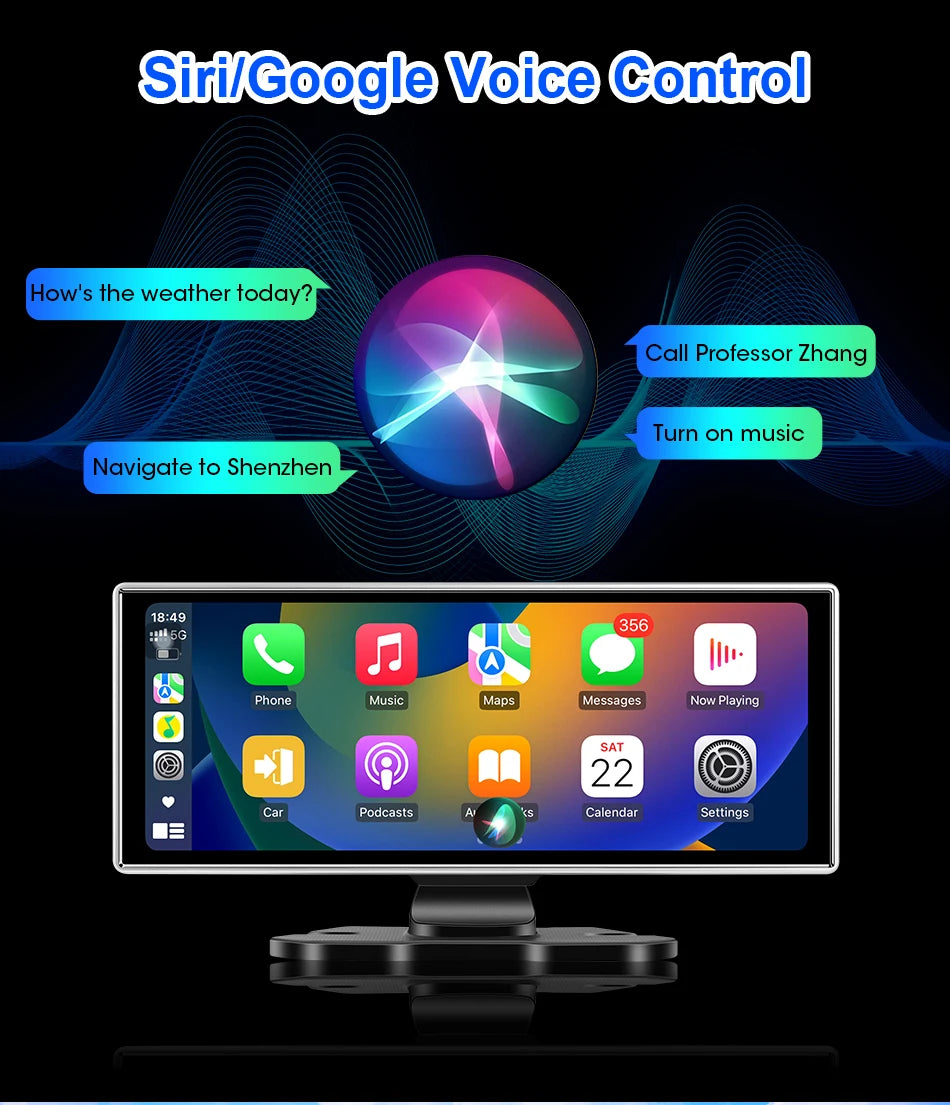 كاميرا تسجيل السيارة 4K بشاشة 10/11.26 بوصة مع كاربلاي لاسلكي وأندرويد أوتو ونظام ملاحة GPS ومسجل فيديو لوحة القيادة بعدستين مزدوجتين مع واي فاي وFM وAUX