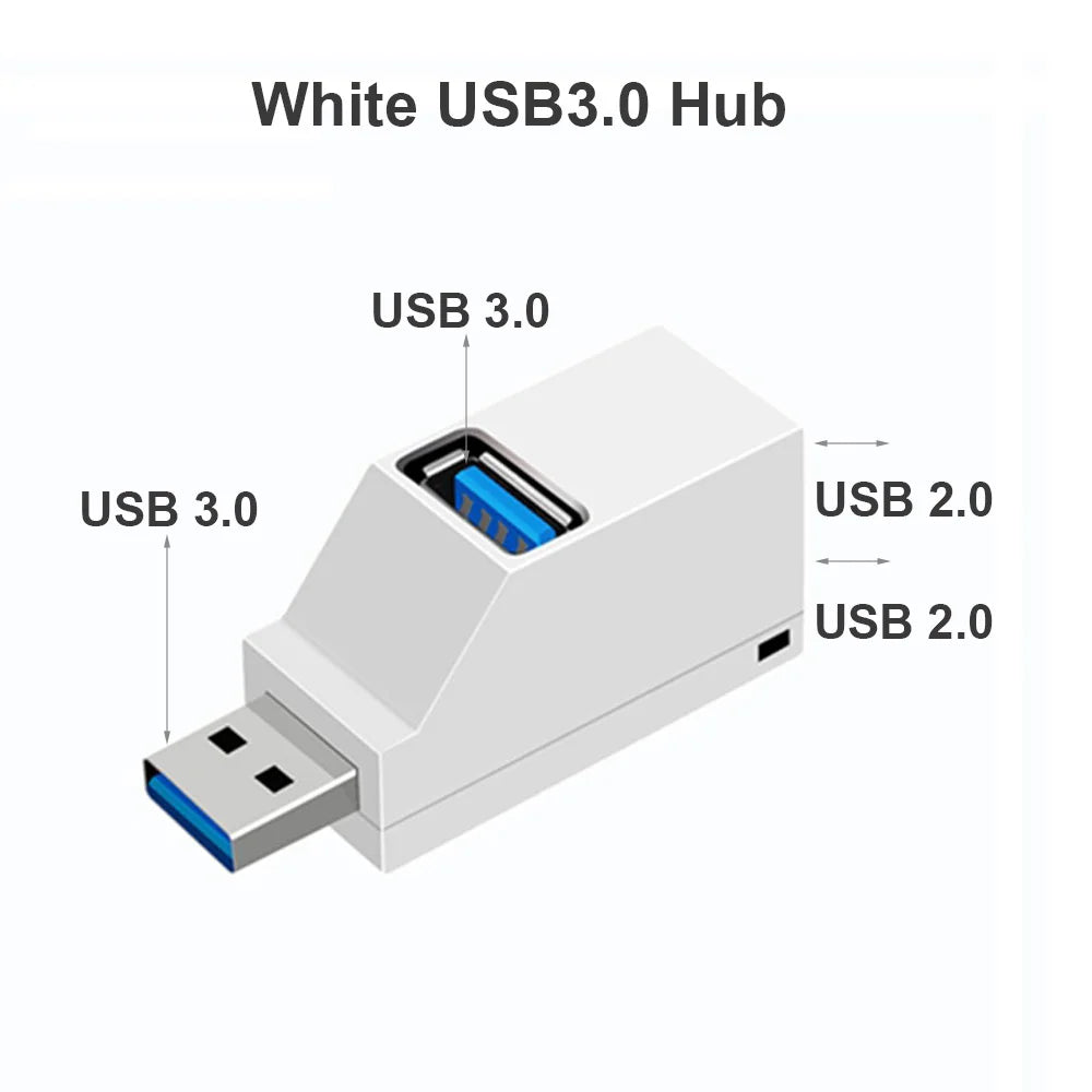 محول موزع USB 3.0 صغير من منفذ واحد إلى 3 منافذ عالي السرعة USB 2.0 للكمبيوتر المحمول وقارئ البطاقات