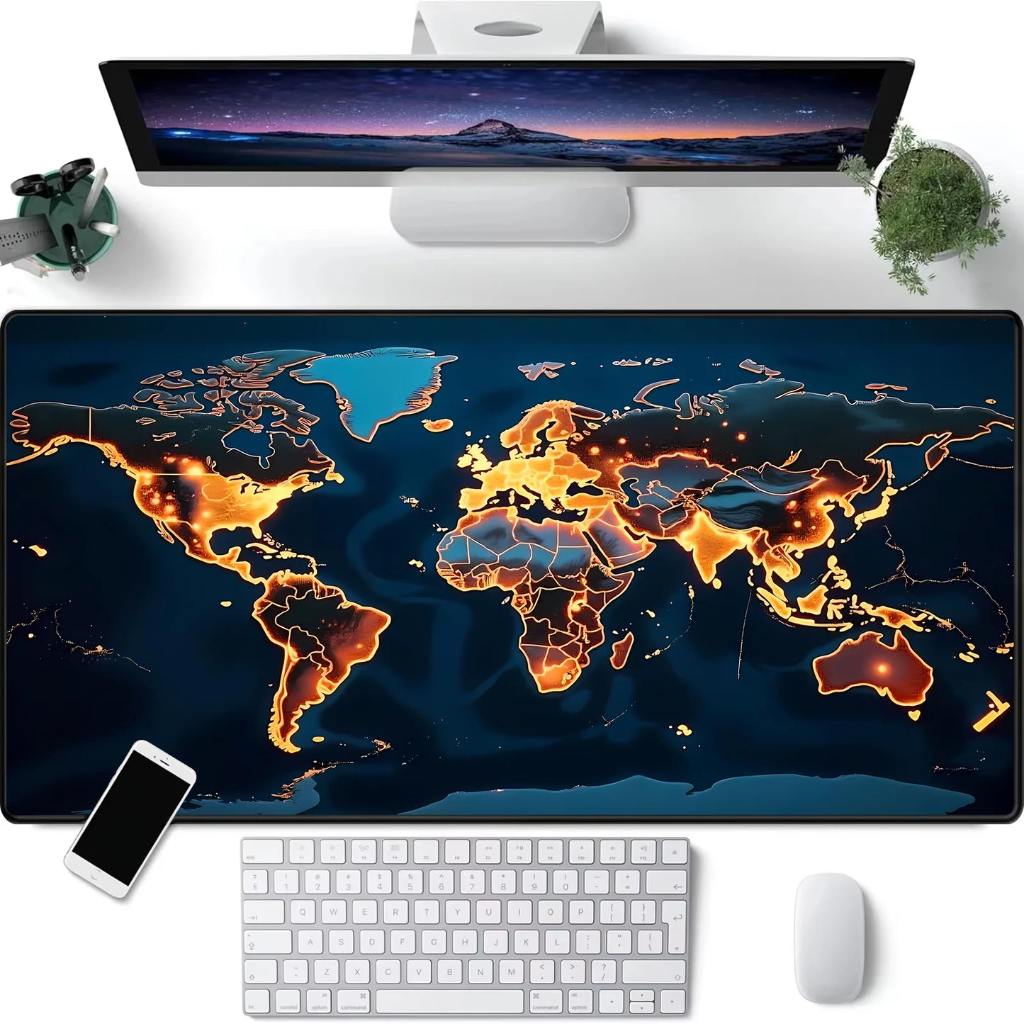 ماوس باد خريطة العالم كبير للألعاب 900x400 مم - حصيرة مكتب مطاطية مقاومة للانزلاق للكمبيوتر والابتوب - إكسسوارات مكتب الألعاب وسجادة الطاولة