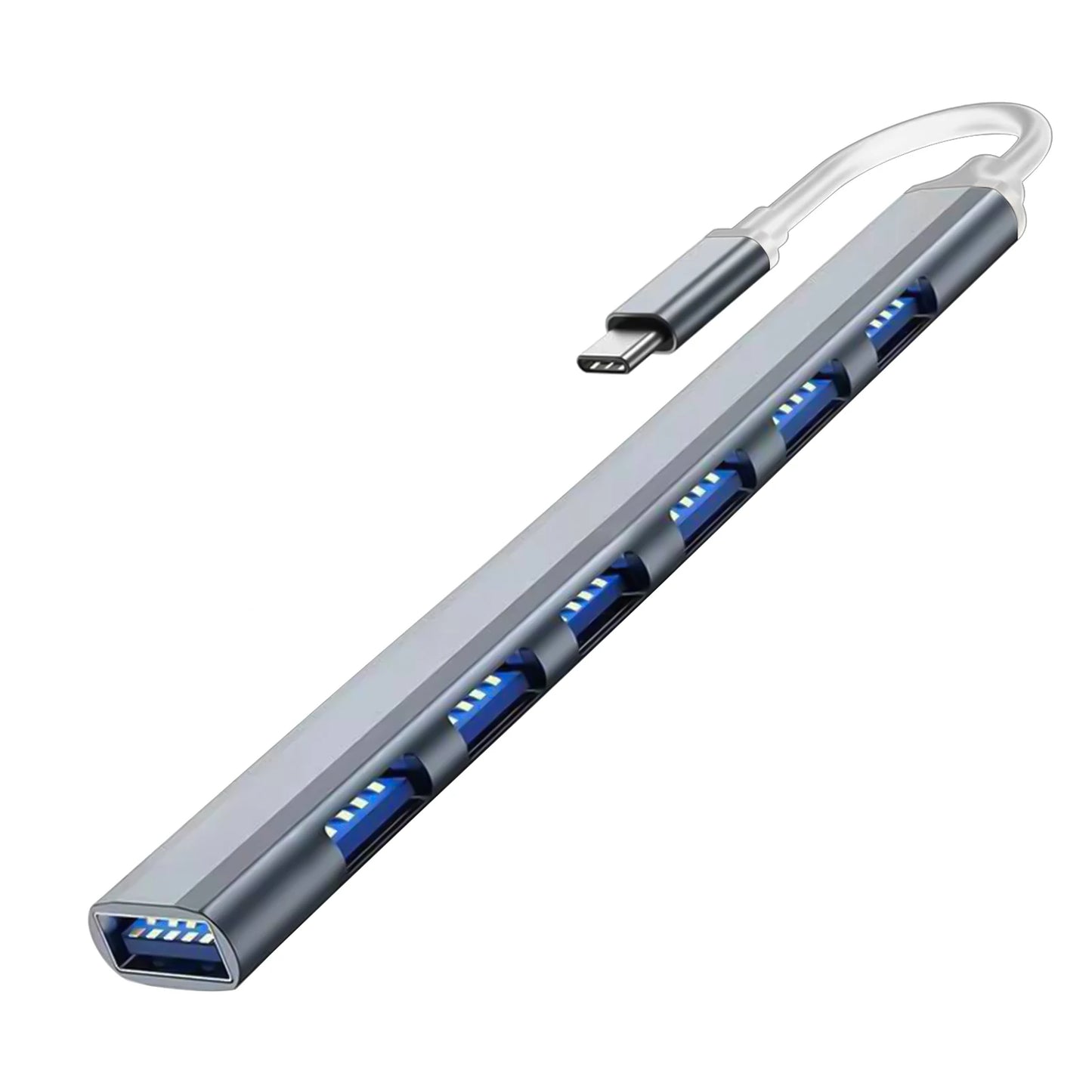 هاب USB 3.0 و USB 2.0 و USB C متعدد المنافذ عالي السرعة 5 جيجابت في الثانية للكمبيوتر - موزع 7 منافذ