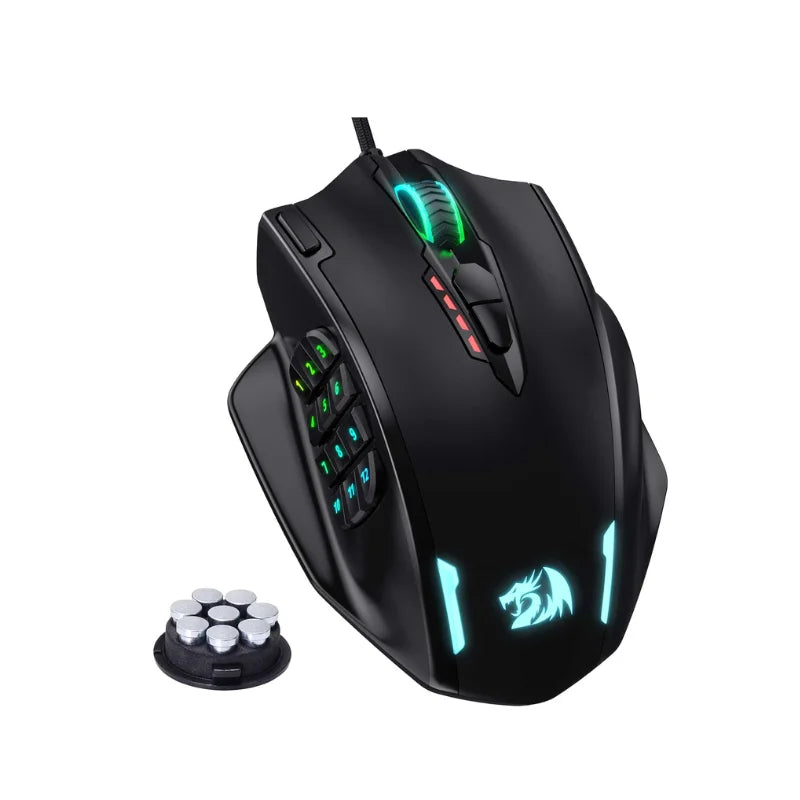 ماوس ألعاب ريدراجون M908 بإضاءة RGB LED سلكي USB مع 18 زر قابل للبرمجة 12400 DPI