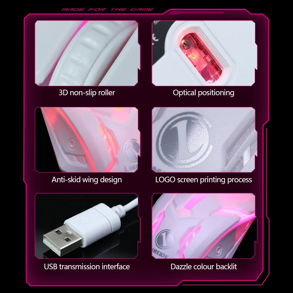فأرة ألعاب ليماي S1 إي سبورتس LED مضيئة بإضاءة خلفية سلكية USB للكمبيوتر المكتبي واللابتوب صامتة للمكتب والألعاب