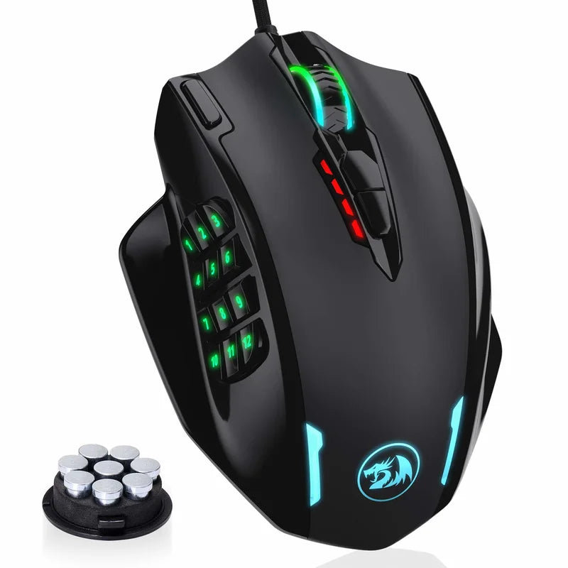 ماوس ألعاب ريدراجون M908 بإضاءة RGB LED سلكي USB مع 18 زر قابل للبرمجة 12400 DPI