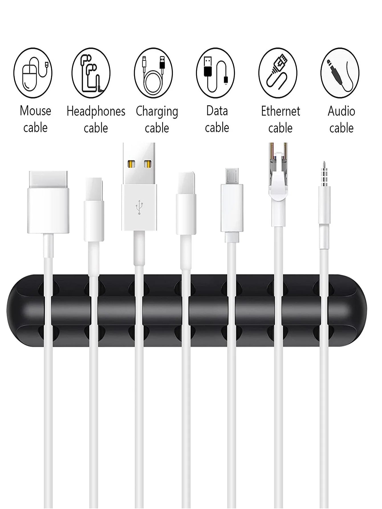 منظم أسلاك وكابلات سيليكون لف كابلات USB مشابك إدارة الأسلاك لاصقة ذاتية للماوس ولوحة المفاتيح وسماعات الرأس متوافق مع آيفون وهواوي