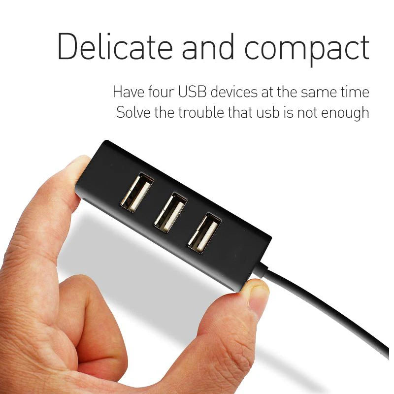 موزع USB صغير 4 منافذ - محول USB 2.0 عالي السرعة - هاب يو إس بي متعدد المنافذ للكمبيوتر وملحقات الحاسوب