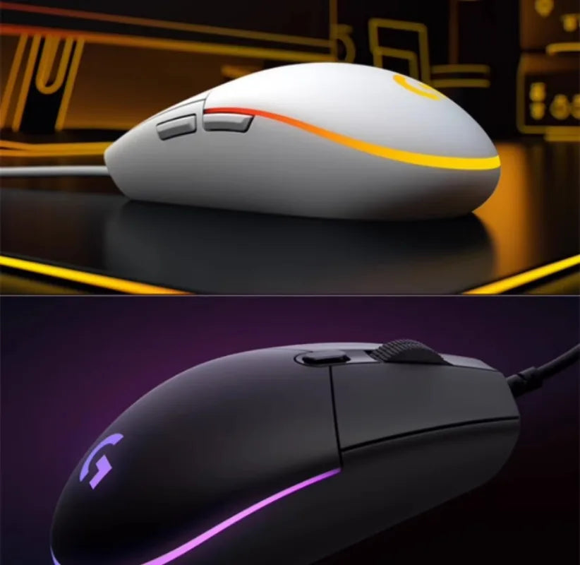 ماوس جيمنج لوجيتك G102 بإضاءة RGB تصميم خفيف الوزن 200-8000 DPI الجيل الثاني مريح للكمبيوتر