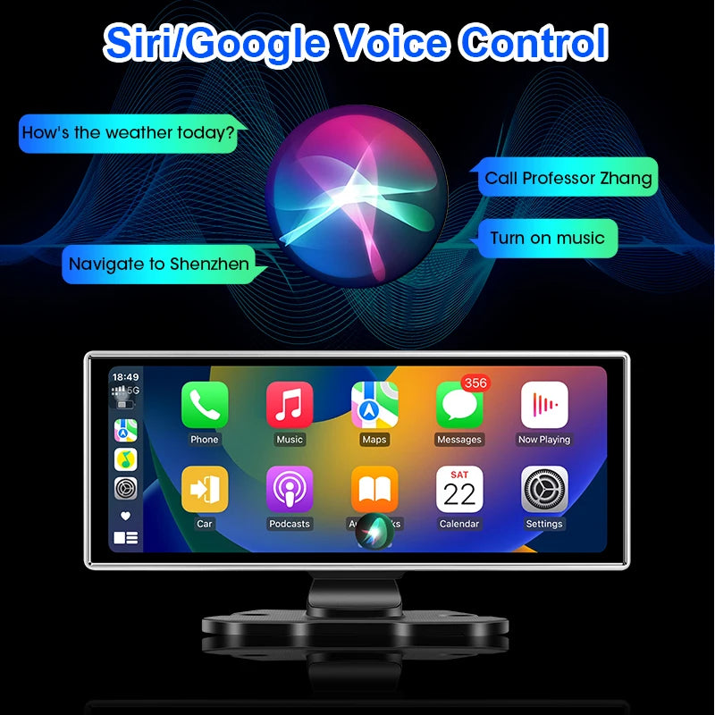 كاميرا تسجيل السيارة 4K بشاشة 10/11.26 بوصة مع كاربلاي لاسلكي وأندرويد أوتو ونظام ملاحة GPS ومسجل فيديو لوحة القيادة بعدستين مزدوجتين مع واي فاي وFM وAUX