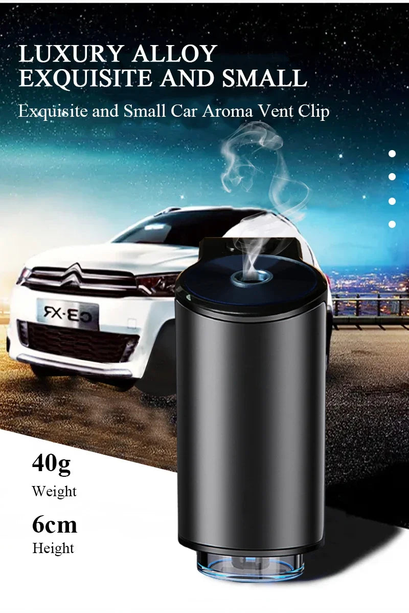 معطر هواء السيارة الكهربائي - موزع عطر أوتوماتيكي للسيارة مع زيوت عطرية ومرطب ضباب عبر فتحات التهوية للعلاج بالروائح العطرية