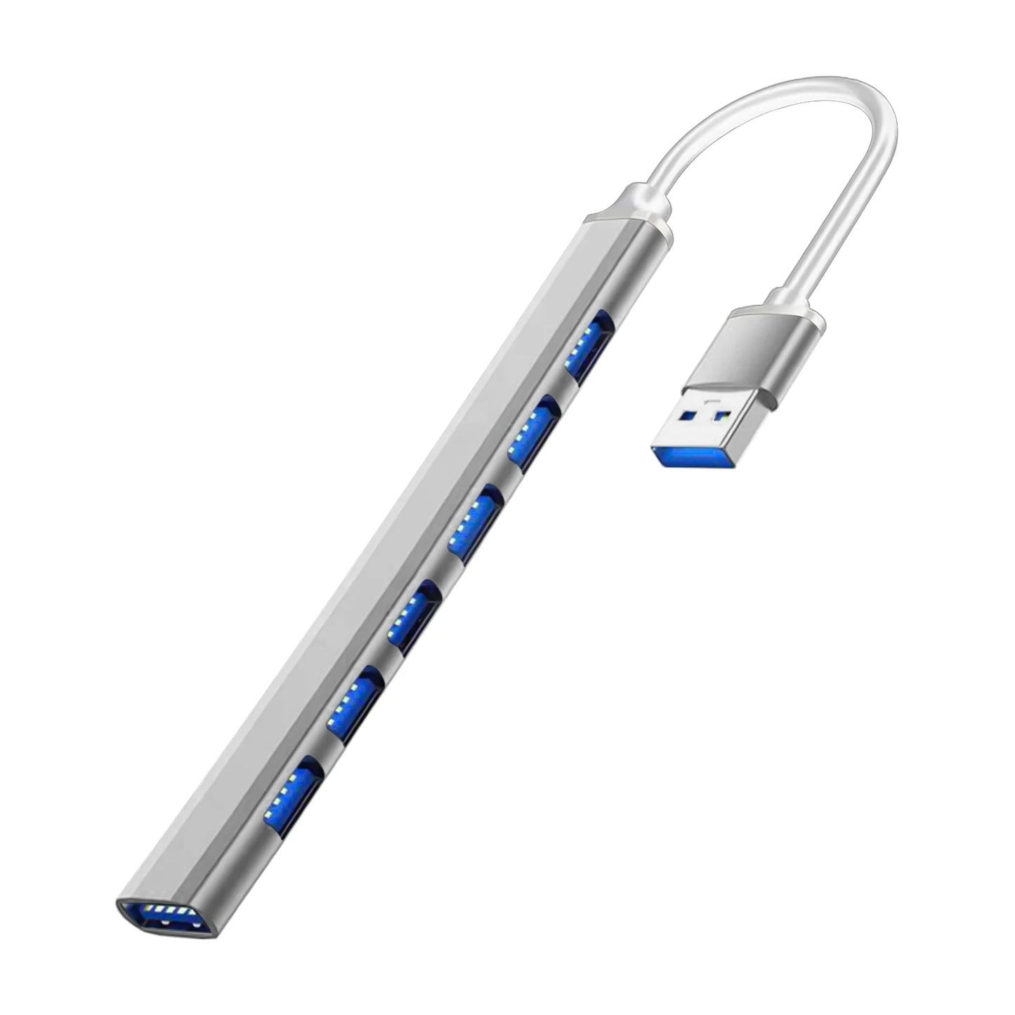 هاب USB 3.0 و USB 2.0 و USB C متعدد المنافذ عالي السرعة 5 جيجابت في الثانية للكمبيوتر - موزع 7 منافذ