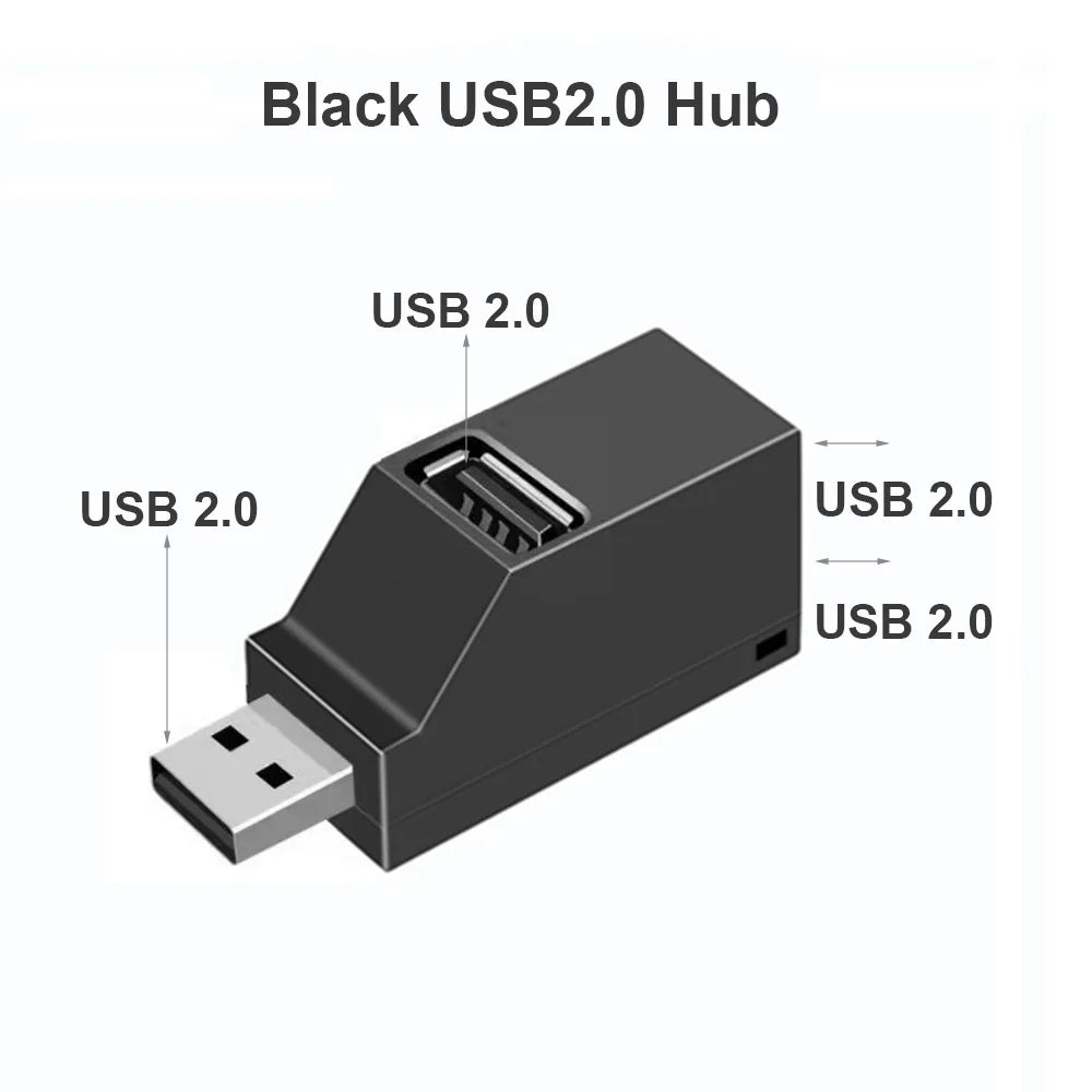محول موزع USB 3.0 صغير من منفذ واحد إلى 3 منافذ عالي السرعة USB 2.0 للكمبيوتر المحمول وقارئ البطاقات