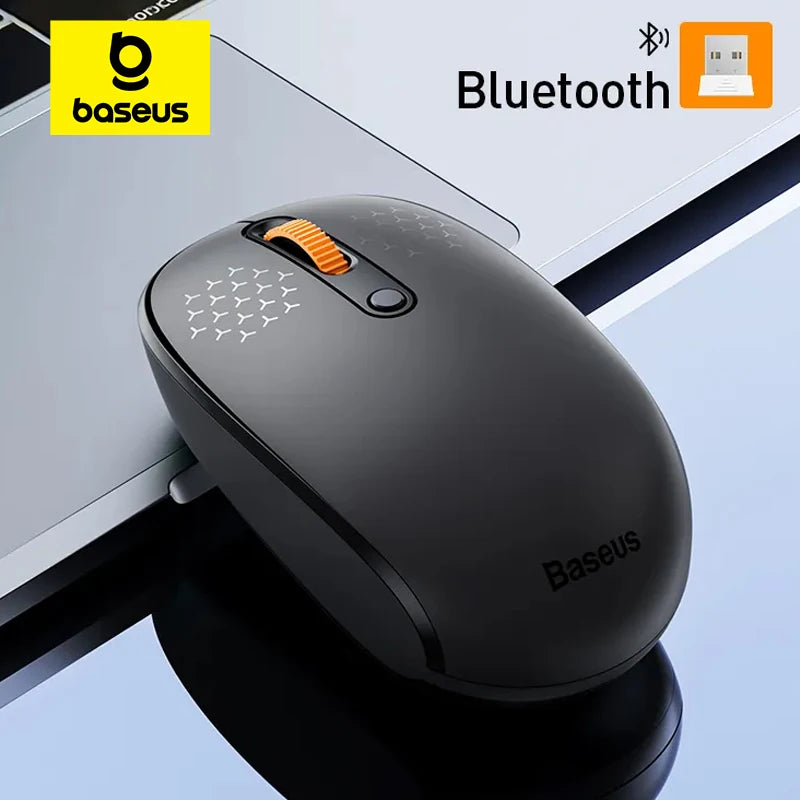 ماوس بيسوس F01B لاسلكي بلوتوث 5.0 بدقة 1600 DPI نقر صامت متوافق مع MacBook تابلت لابتوب PC إكسسوارات الألعاب ماوس 2.4G