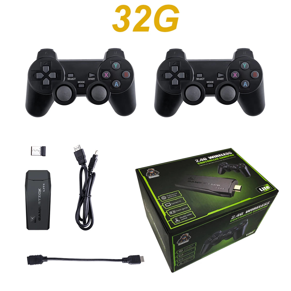 كونسول ألعاب فيديو ريترو لاسلكي 2.4 جيجا عصا ألعاب 4K مع 20000 لعبة 64 جيجا محمول كونسول دندي للألعاب GBA/FC/PS1/MD
