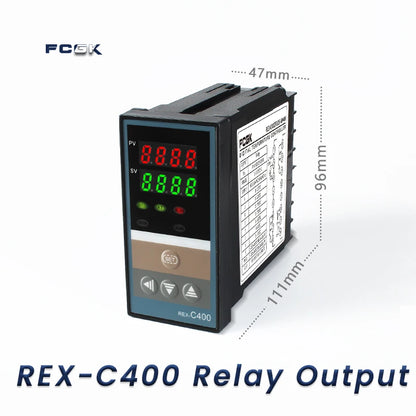 وحدة تحكم في درجة الحرارة REX-C100 PID بجهد 220 فولت حتى 400 درجة - ترموستات رقمي مع مخرج SSR 40 أمبير ومستشعر حرارة من النوع K