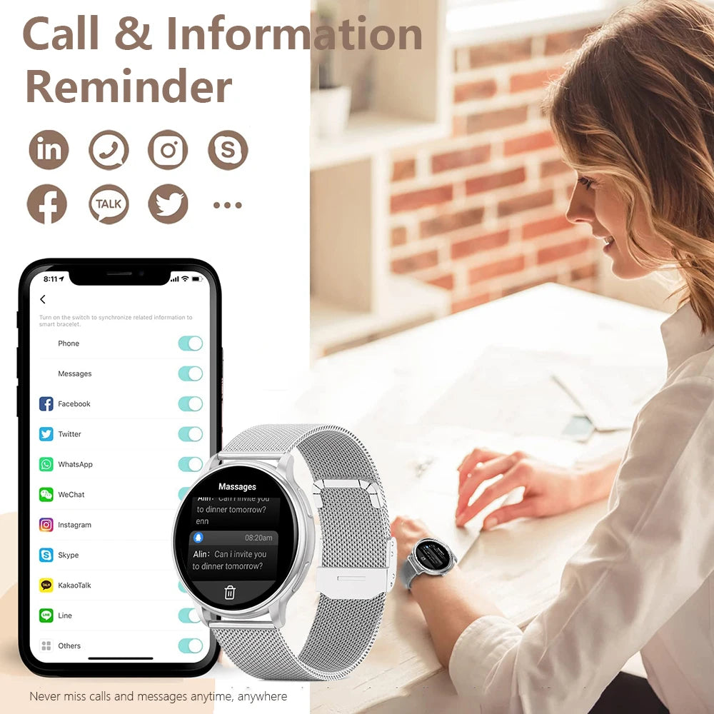 ساعة ذكية MEVADEN بلوتوث للمكالمات للنساء والرجال مع إمكانية تخصيص الواجهة - متتبع رياضي ولياقة بدنية مع مراقب معدل ضربات القلب متوافقة مع أندرويد و iOS موديل Y22