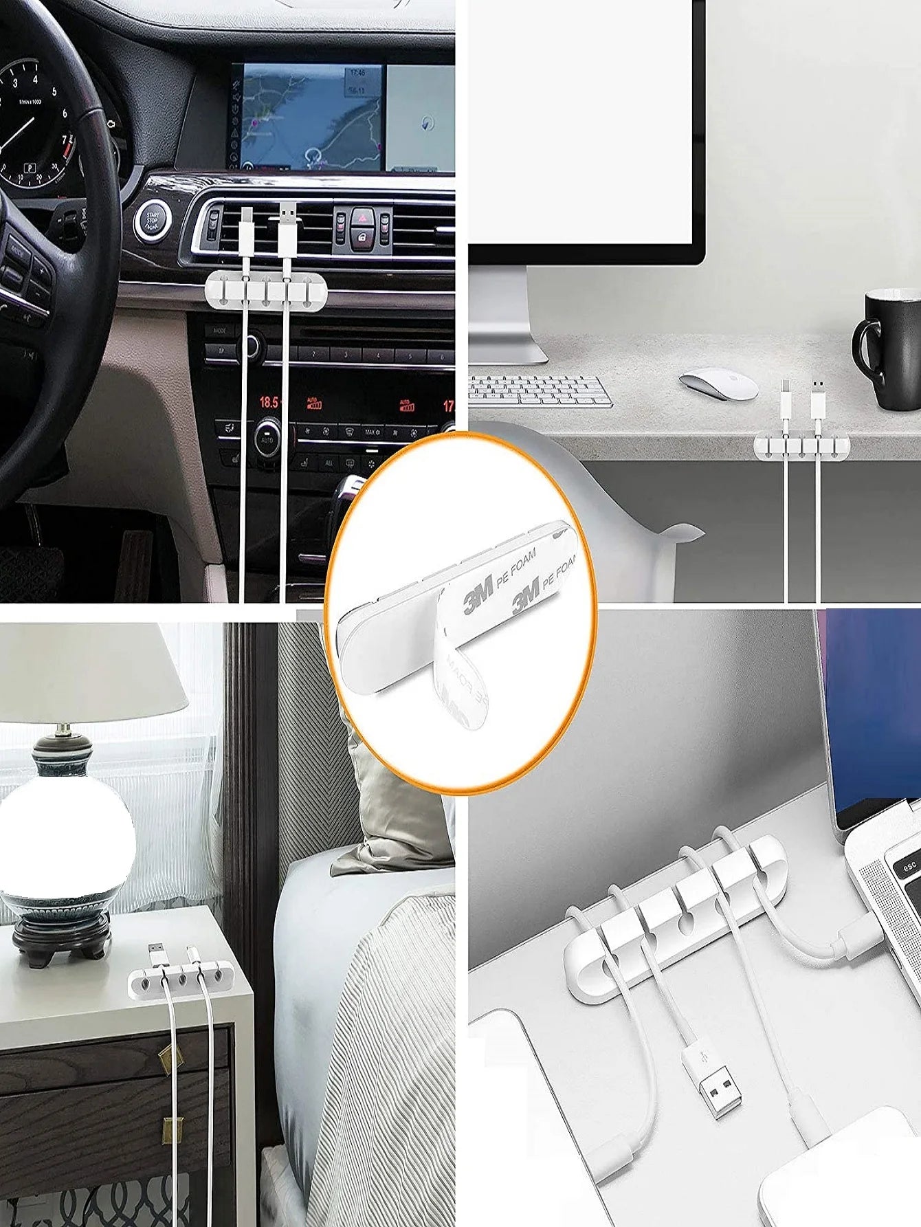 منظم أسلاك وكابلات سيليكون لف كابلات USB مشابك إدارة الأسلاك لاصقة ذاتية للماوس ولوحة المفاتيح وسماعات الرأس متوافق مع آيفون وهواوي
