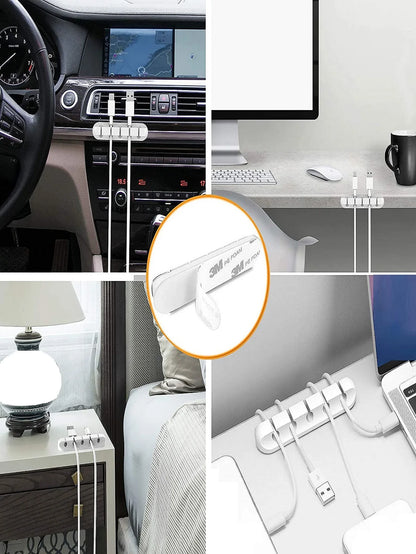 منظم أسلاك وكابلات سيليكون لف كابلات USB مشابك إدارة الأسلاك لاصقة ذاتية للماوس ولوحة المفاتيح وسماعات الرأس متوافق مع آيفون وهواوي