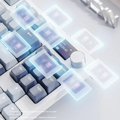لوحة مفاتيح ميكانيكية Attack Shark K86 بمقبض معدني، شاشة TFT، تبديل سريع، إضاءة RGB، بلوتوث/لاسلكي، لوحة مفاتيح ألعاب بوظائف الماكرو