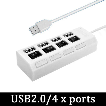 محول طاقة USB 3.0 موزع متعدد المنافذ 4/7 منفذ هاب USB 2.0 موسع متعدد مع مفتاح وكابل 30 سم محطة إرساء