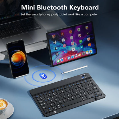 لوحة مفاتيح وماوس لاسلكية بلوتوث لأجهزة iOS وأندرويد وويندوز والتابلت متوافقة مع iPad Air Mini Pro - لوحة مفاتيح بالإسبانية والكورية والبرتغالية والروسية