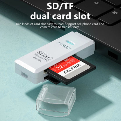 قارئ بطاقات USB 3.0 لبطاقات SD وTF - قارئ بطاقات الذاكرة 2 في 1 عالي السرعة - محول قارئ بطاقات ذكية لأجهزة الكمبيوتر والكمبيوتر المحمول