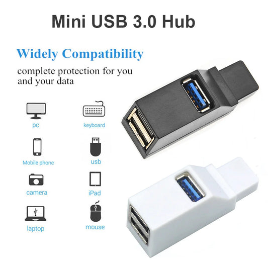 محول موزع USB 3.0 صغير من منفذ واحد إلى 3 منافذ عالي السرعة USB 2.0 للكمبيوتر المحمول وقارئ البطاقات
