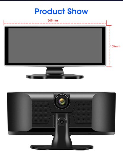 كاميرا تسجيل السيارة 4K بشاشة 10/11.26 بوصة مع كاربلاي لاسلكي وأندرويد أوتو ونظام ملاحة GPS ومسجل فيديو لوحة القيادة بعدستين مزدوجتين مع واي فاي وFM وAUX