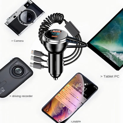 شاحن سيارة سريع 230 واط - 5 منافذ USB-C و QC3.0 PD - متوافق مع آيفون وسامسونج وهواوي وشاومي