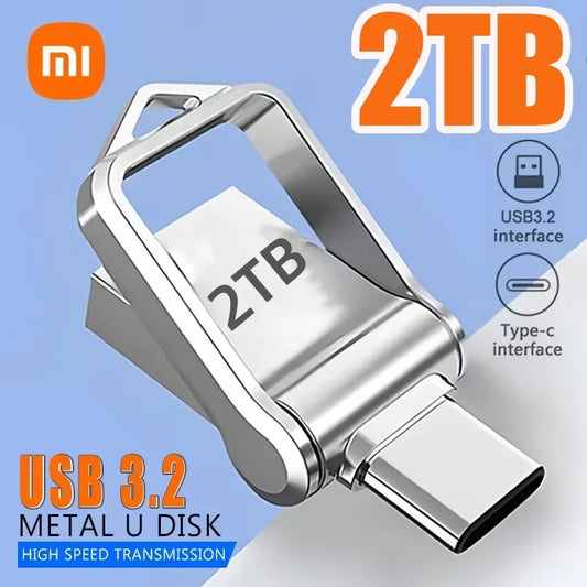 فلاش درايف شاومي 2 تيرابايت USB 3.2 عالي السرعة بمنفذ Type-C مزدوج الاستخدام ذاكرة فلاش 512 جيجابايت 1 تيرابايت للهاتف وأجهزة الكمبيوتر ويندوز 11
