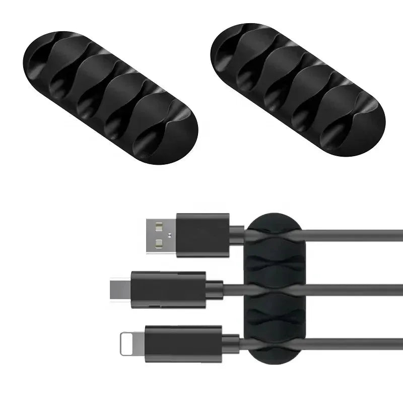 منظم أسلاك وكابلات سيليكون لف كابلات USB مشابك إدارة الأسلاك لاصقة ذاتية للماوس ولوحة المفاتيح وسماعات الرأس متوافق مع آيفون وهواوي