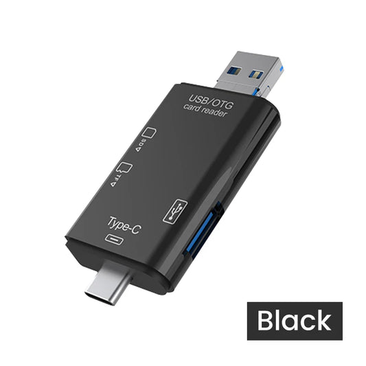 قارئ بطاقات الذاكرة متعددة الوظائف 6 في 1 OTG قارئ بطاقات SD USB2.0 Type-C/TF/SD محول ذكي لبطاقات الذاكرة